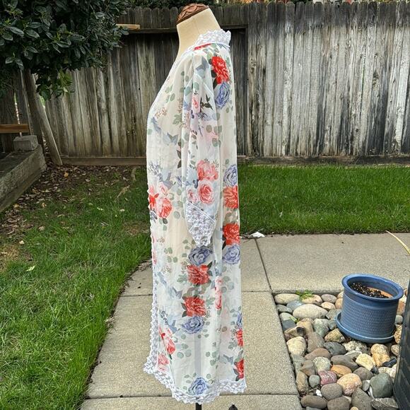 LuLaRoe Chloe Bohemian Chiffon Kimomo Floral Overlay Women's Small - Picture 7 of 8